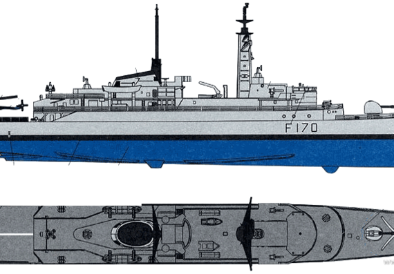 Корабль HMS Antelope F-170 [Frigate] - чертежи, габариты, рисунки